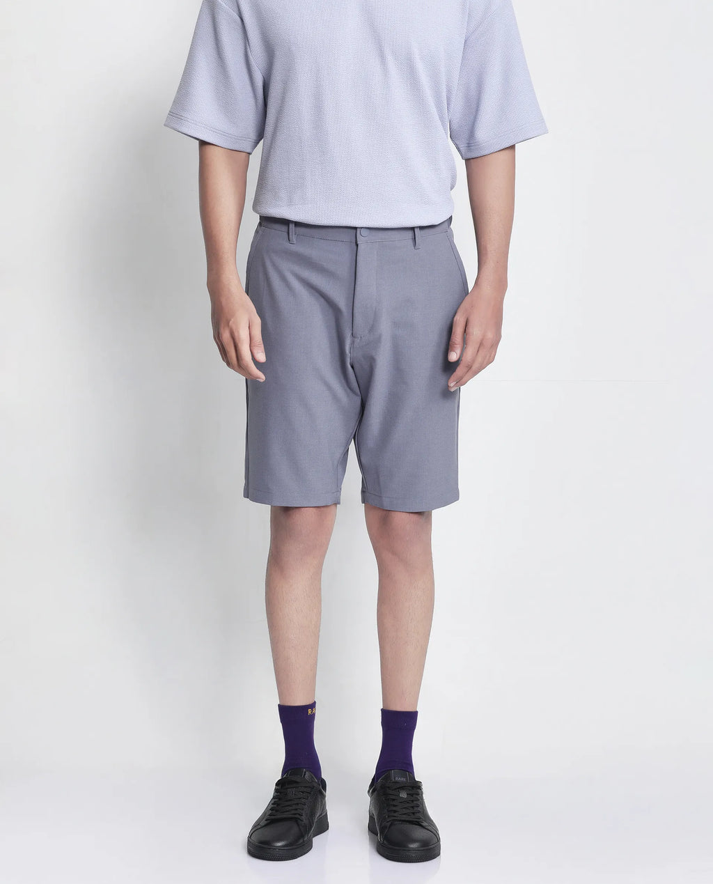 Rare Rabbit Men's Drivo Dusky Purple Cotton Blend Plain Regular Fit Shorts