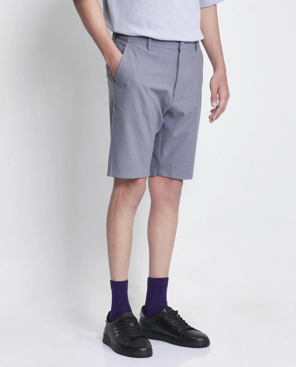 Rare Rabbit Men's Drivo Dusky Purple Cotton Blend Plain Regular Fit Shorts