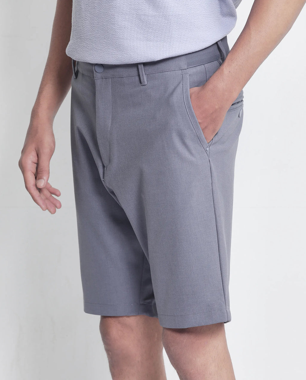 Rare Rabbit Men's Drivo Dusky Purple Cotton Blend Plain Regular Fit Shorts