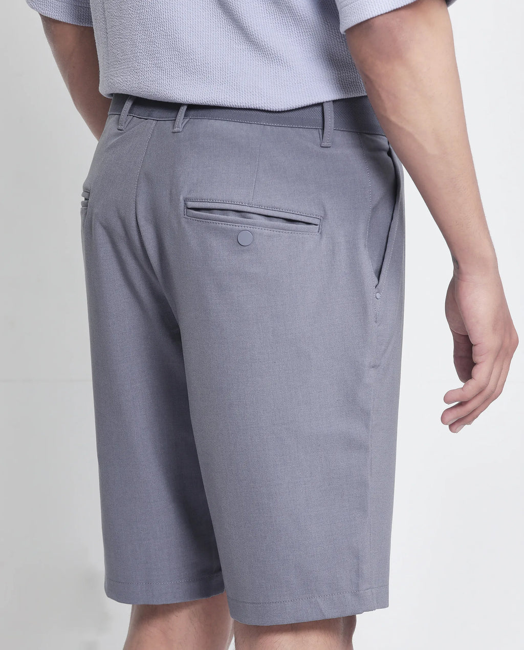 Rare Rabbit Men's Drivo Dusky Purple Cotton Blend Plain Regular Fit Shorts