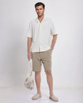 Rare Rabbit Men's Drivo Khaki Cotton Blend Plain Regular Fit Shorts