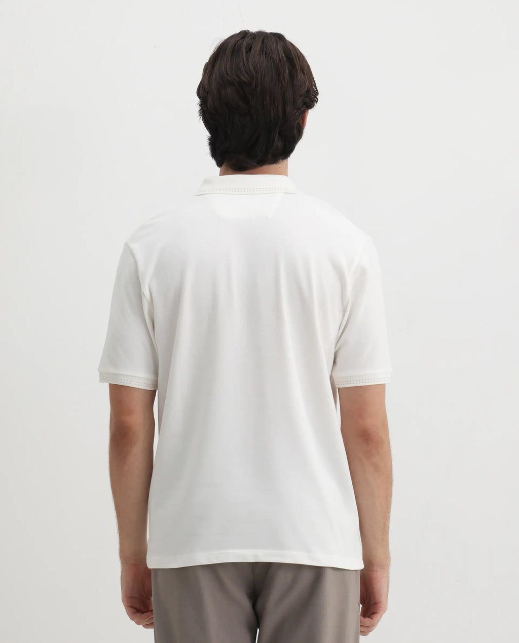 Rare Rabbit Men's Dylan White Cotton Blend Plain Regular Fit Half Sleeve Polo