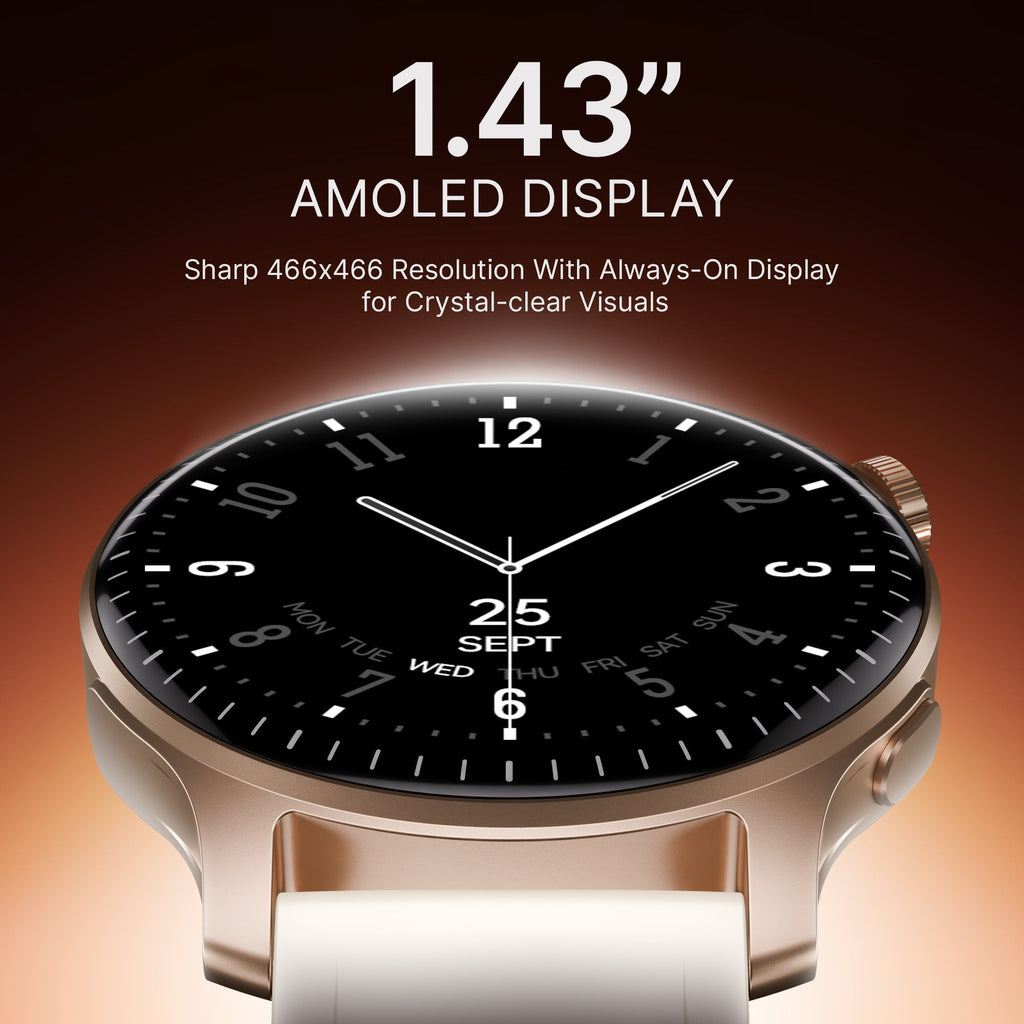 boAt Ultima Prime | Smartwatch with 1.43" AMOLED Display, Cloud Watch Faces, Emergency SOS, BT Calling, Functional Crown