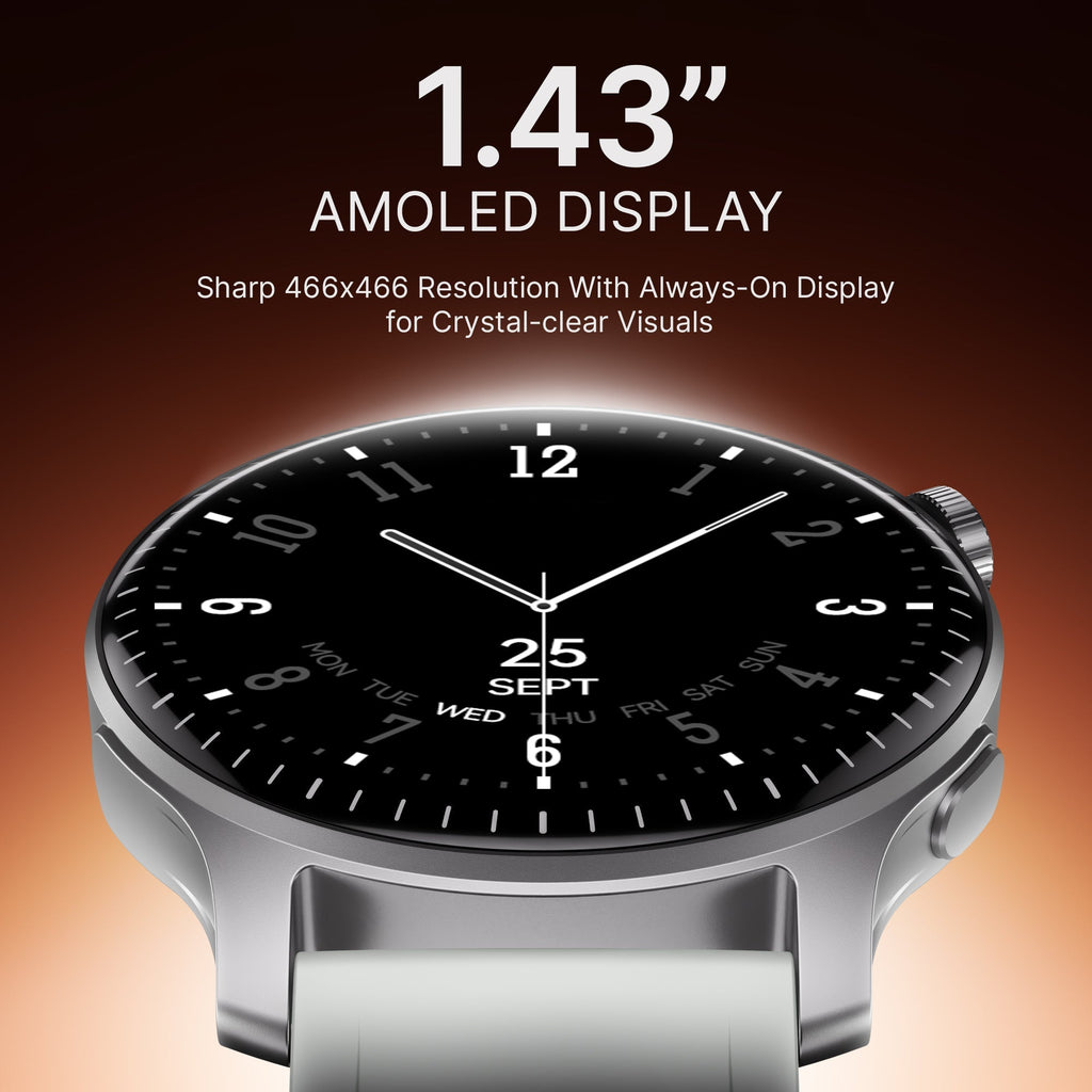 boAt Ultima Prime | Smartwatch with 1.43" AMOLED Display, Cloud Watch Faces, Emergency SOS, BT Calling, Functional Crown