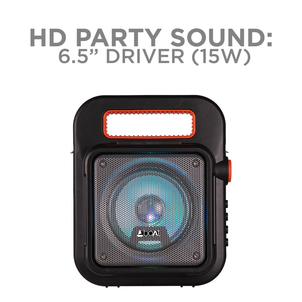 boAt Party Pal 23 | Bluetooth Party Speaker with 15W Sound, Up to 4.5 Hours Playtime, LED Lit, Microphone Jack for Karaoke
