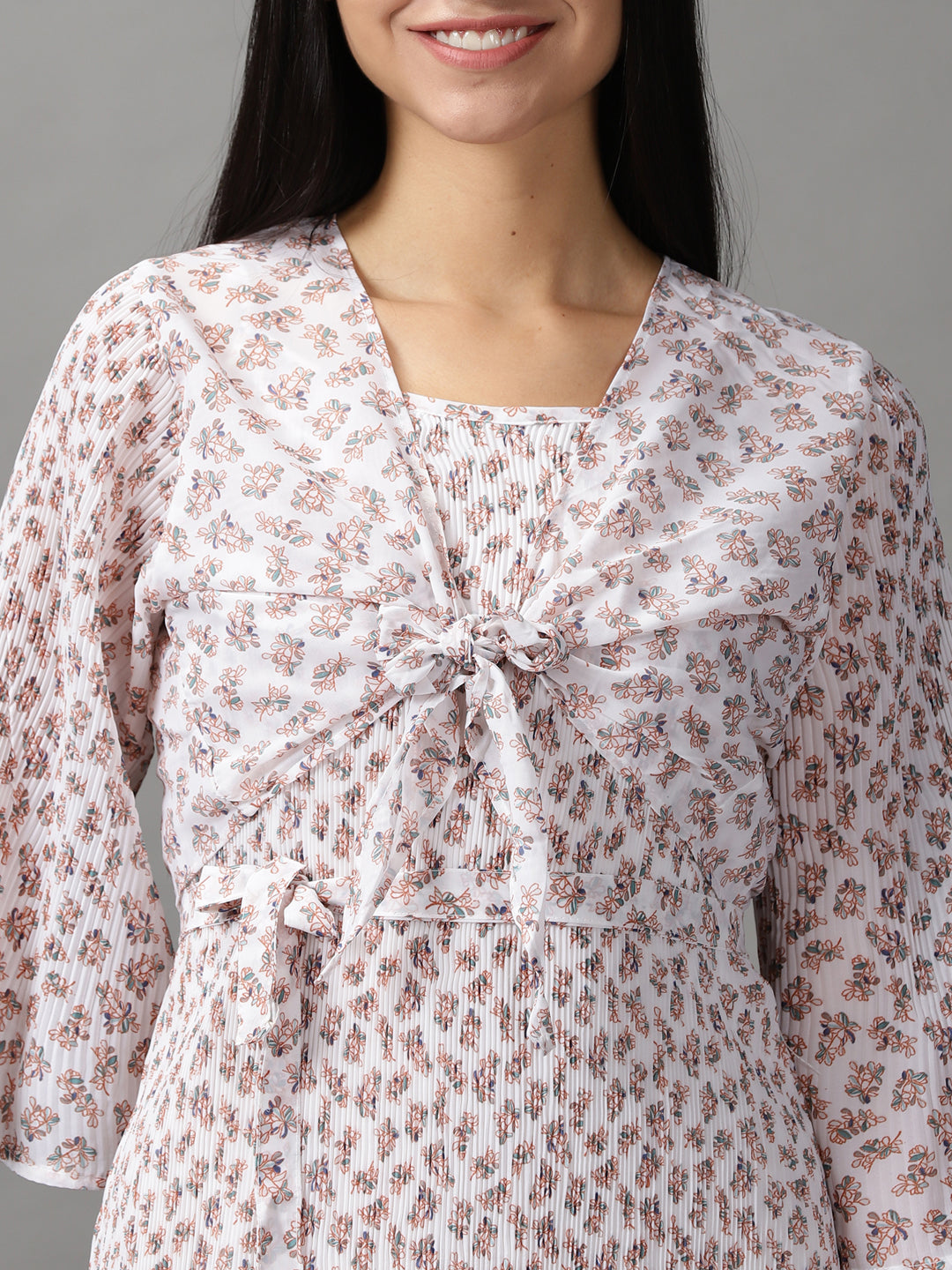 Women's Off White Floral Fit & Flare Dress