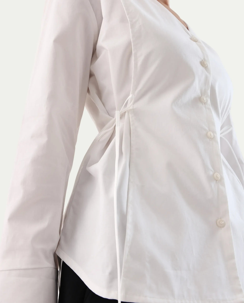 Rareism Women's Epled White Cotton Crew Neck Plain Cuffed Sleeve Regular Fit Top