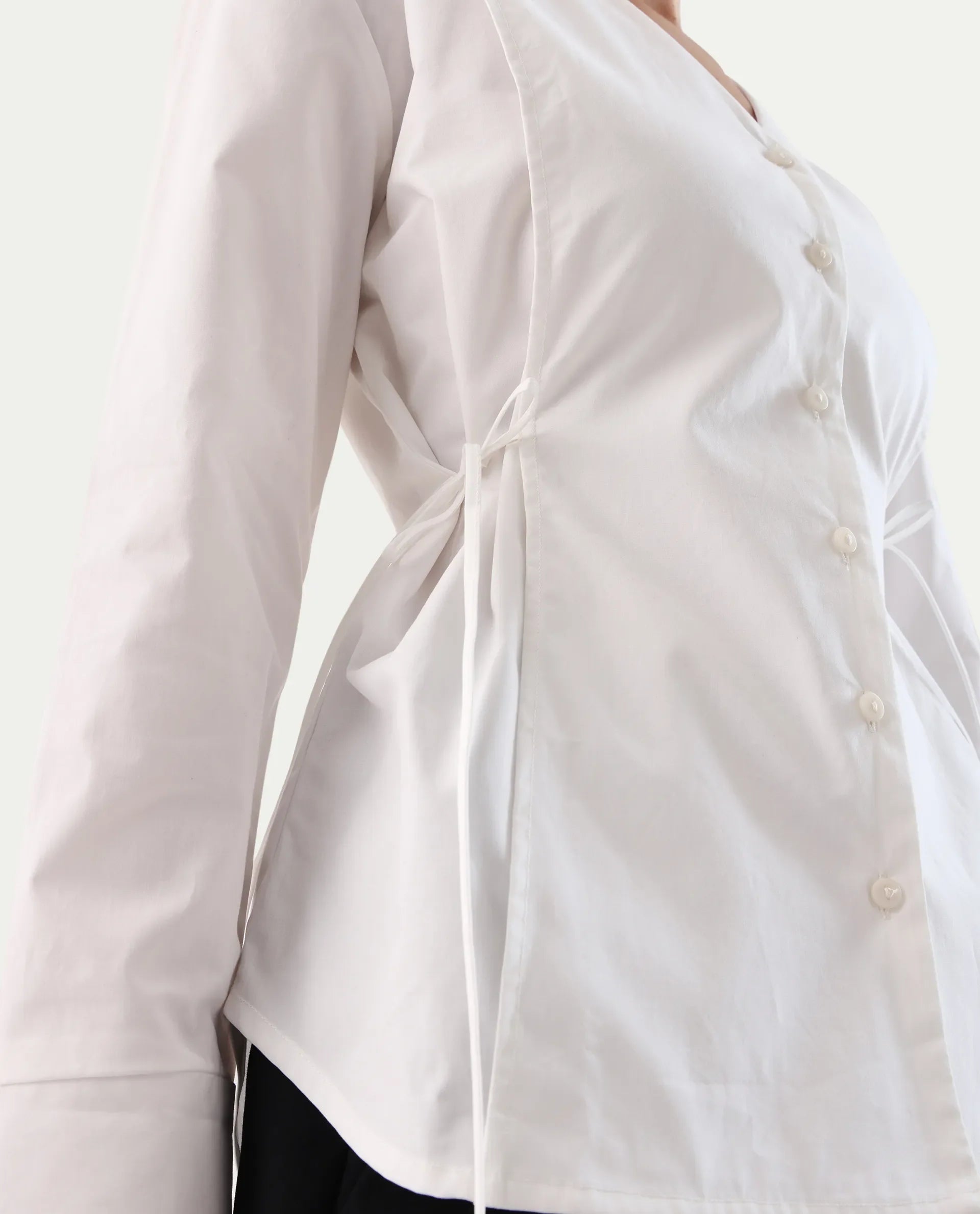 Rareism Women's Epled White Cotton Crew Neck Plain Cuffed Sleeve Regular Fit Top