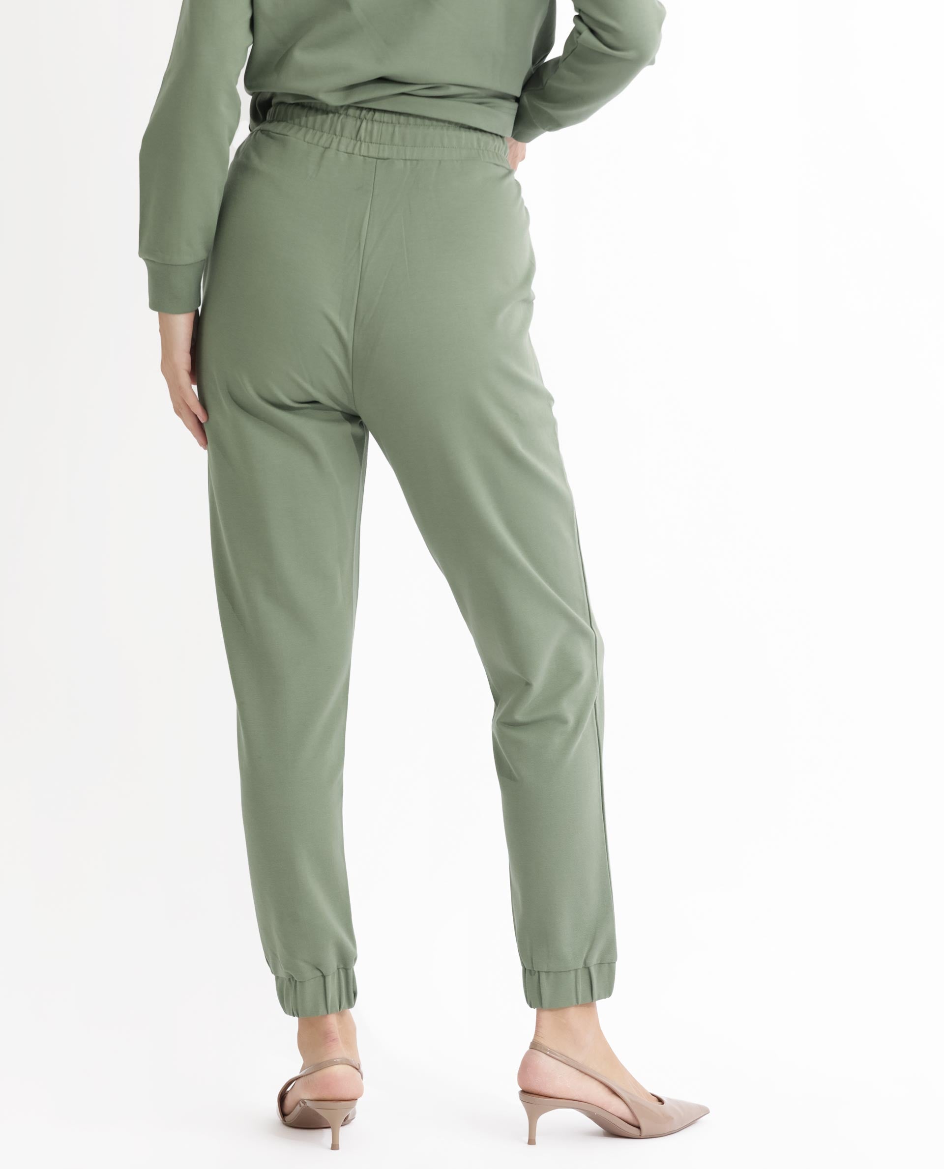 Rareism Women's Flynn Dusky Green Cotton Blend Hooded Plain Regular Fit Sweatshirt