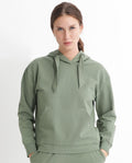 Rareism Women's Flynn Dusky Green Cotton Blend Hooded Plain Regular Fit Sweatshirt