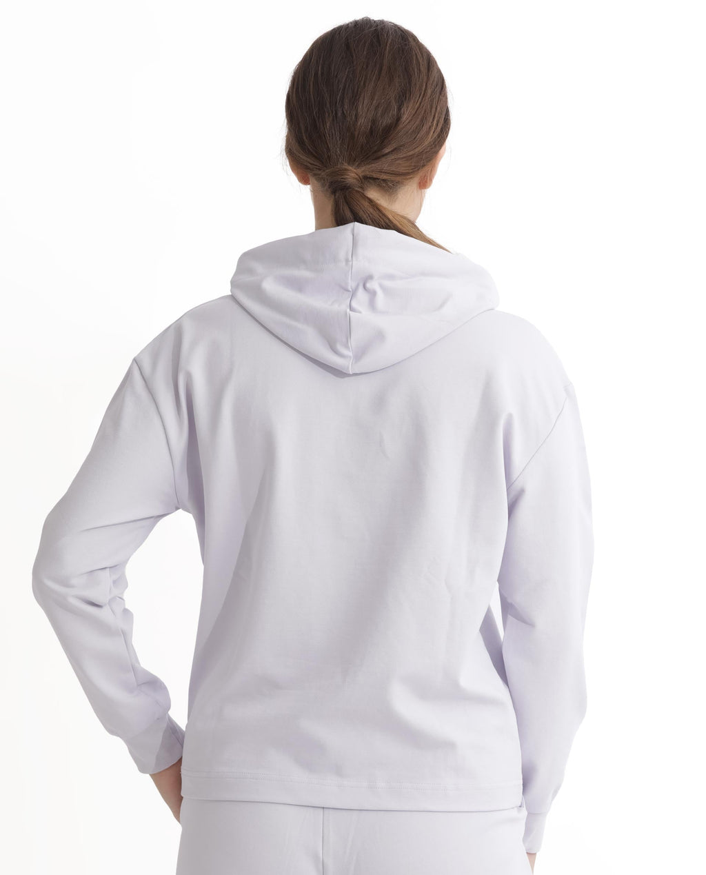 Rareism Women's Flynn Pastel Purple Cotton Blend Hooded Plain Regular Fit Sweatshirt