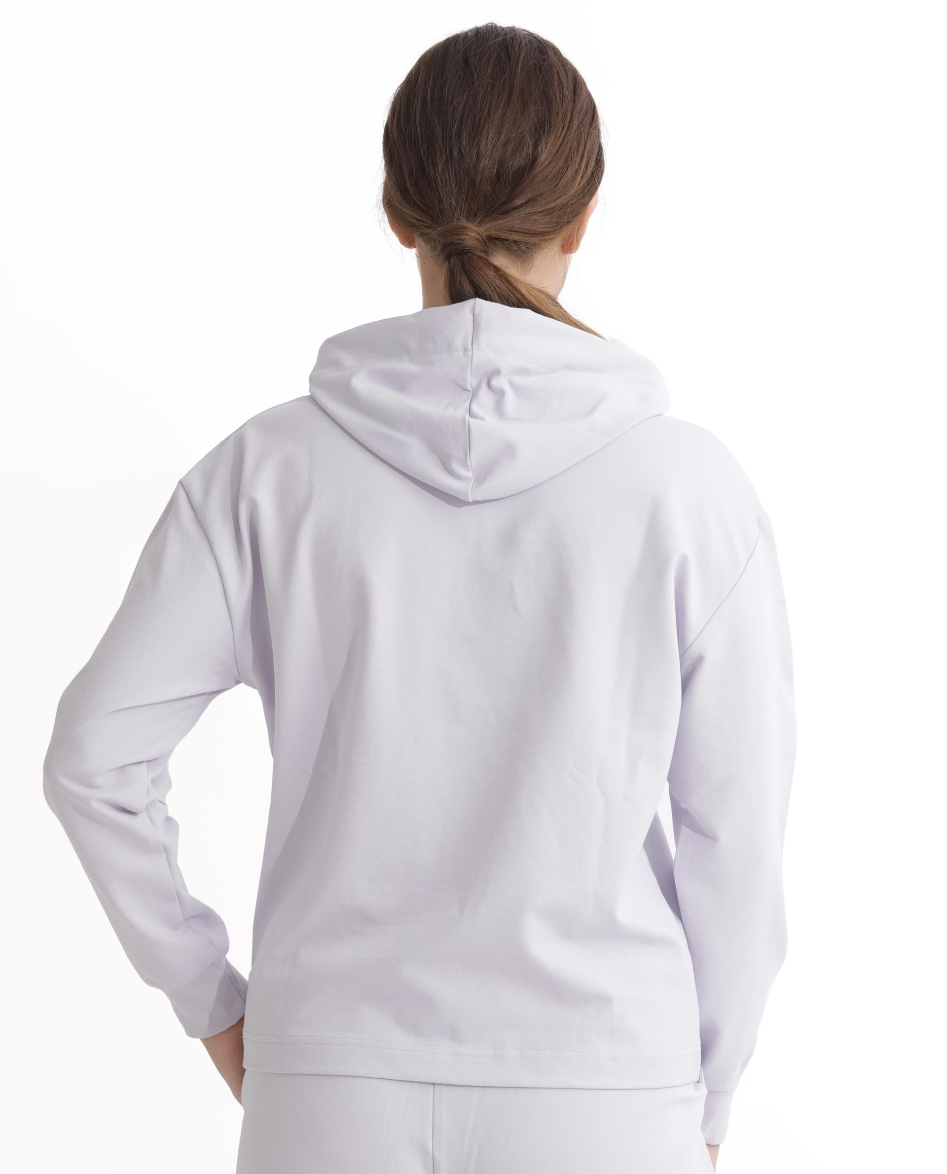 Rareism Women's Flynn Pastel Purple Cotton Blend Hooded Plain Regular Fit Sweatshirt