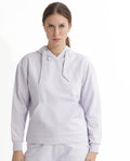 Rareism Women's Flynn Pastel Purple Cotton Blend Hooded Plain Regular Fit Sweatshirt