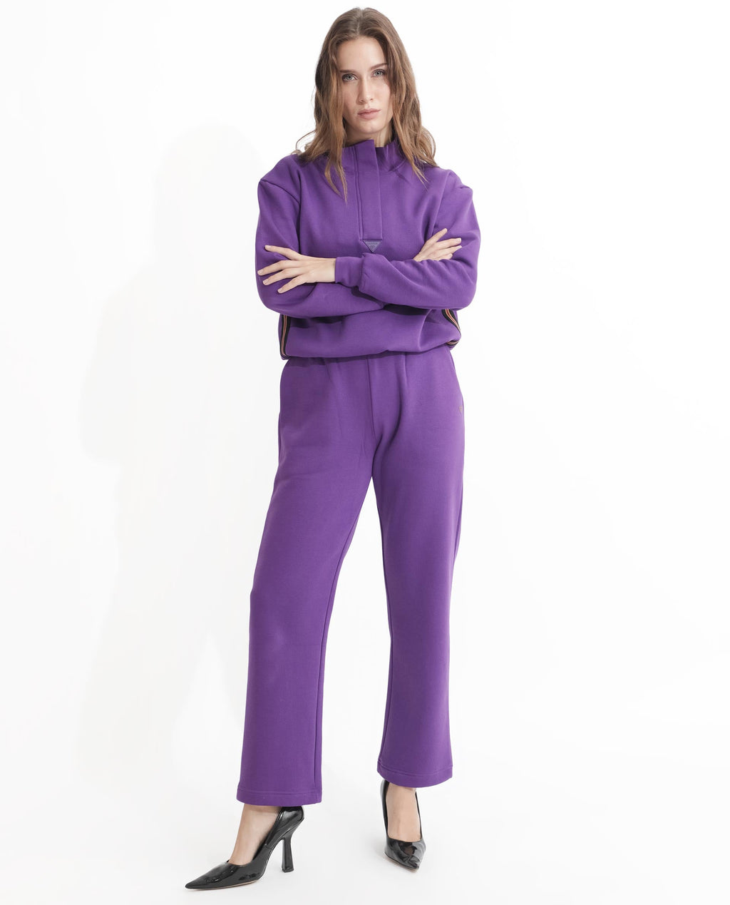 Rareism Women's Fronk Purple Polyester Blend Plain Ankle Length Tailored Track Pant