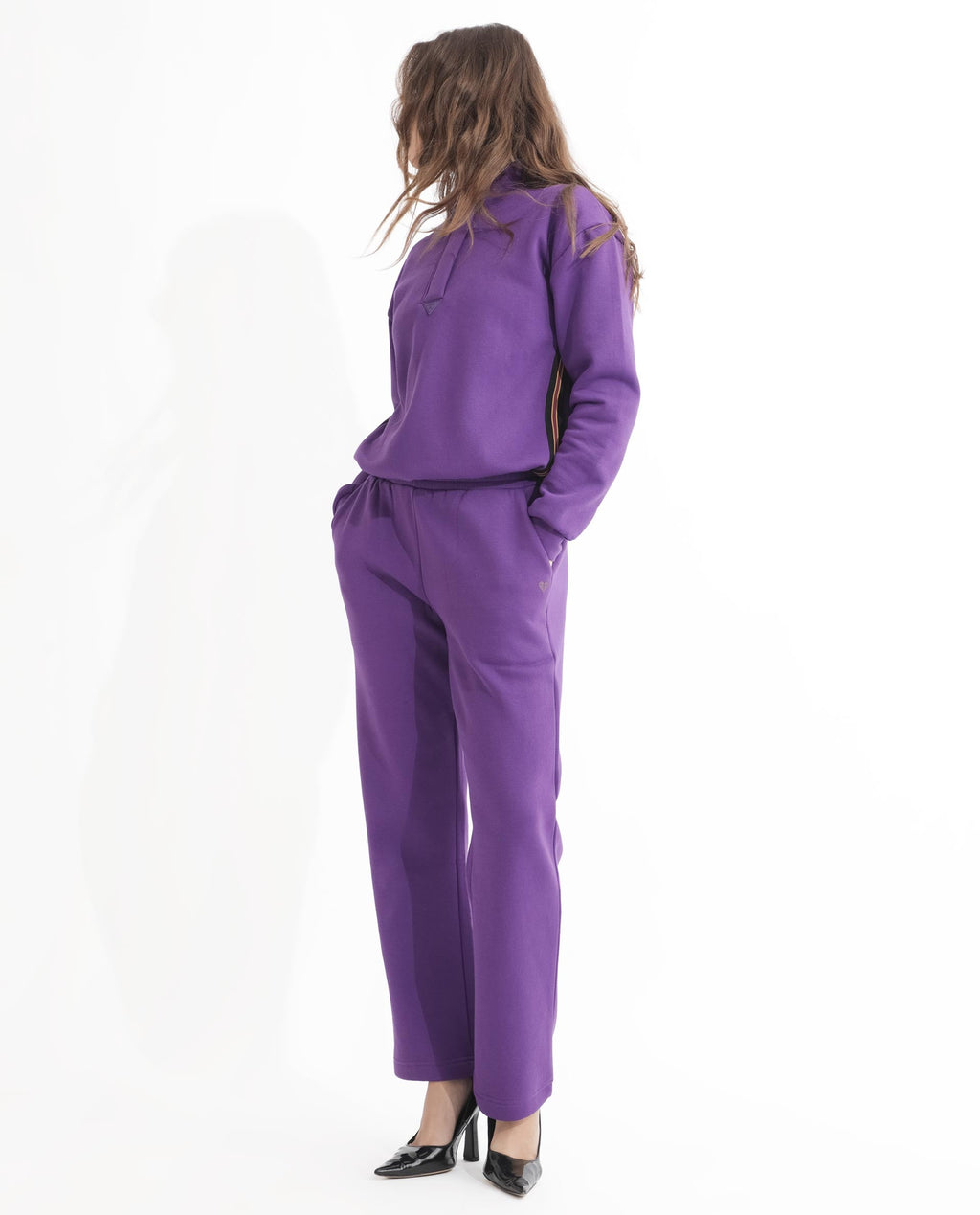 Rareism Women's Fronk Purple Polyester Blend Plain Ankle Length Tailored Track Pant