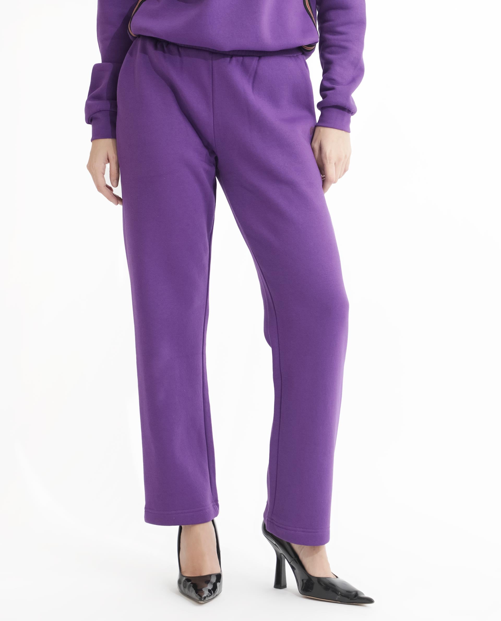 Rareism Women's Fronk Purple Polyester Blend Plain Ankle Length Tailored Track Pant