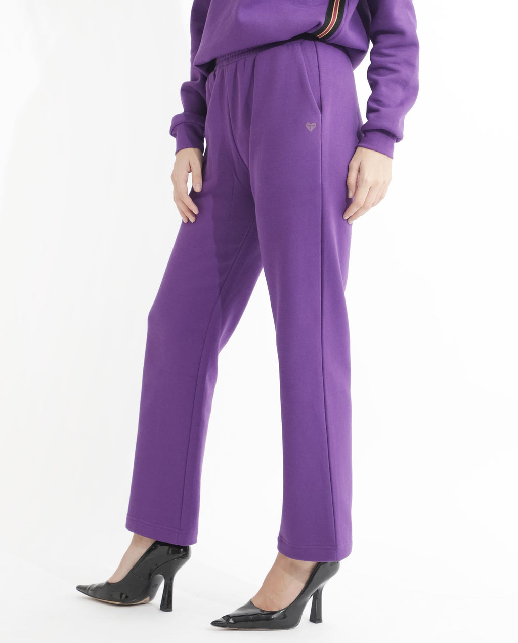 Rareism Women's Fronk Purple Polyester Blend Plain Ankle Length Tailored Track Pant