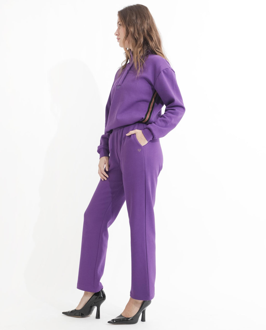 Rareism Women's Fronk Purple Polyester Blend Plain Ankle Length Tailored Track Pant