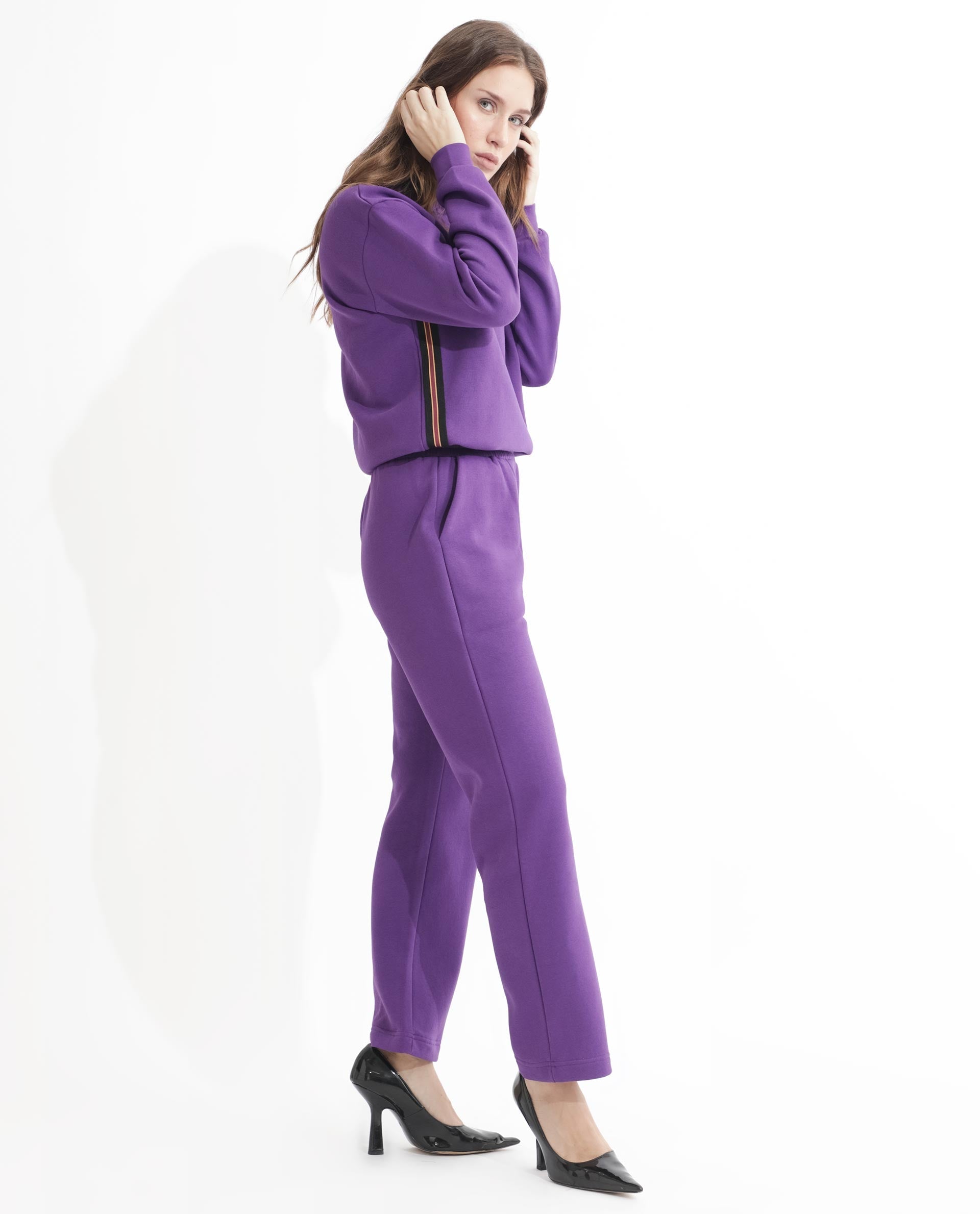 Rareism Women's Fronk Purple Polyester Blend Plain Ankle Length Tailored Track Pant