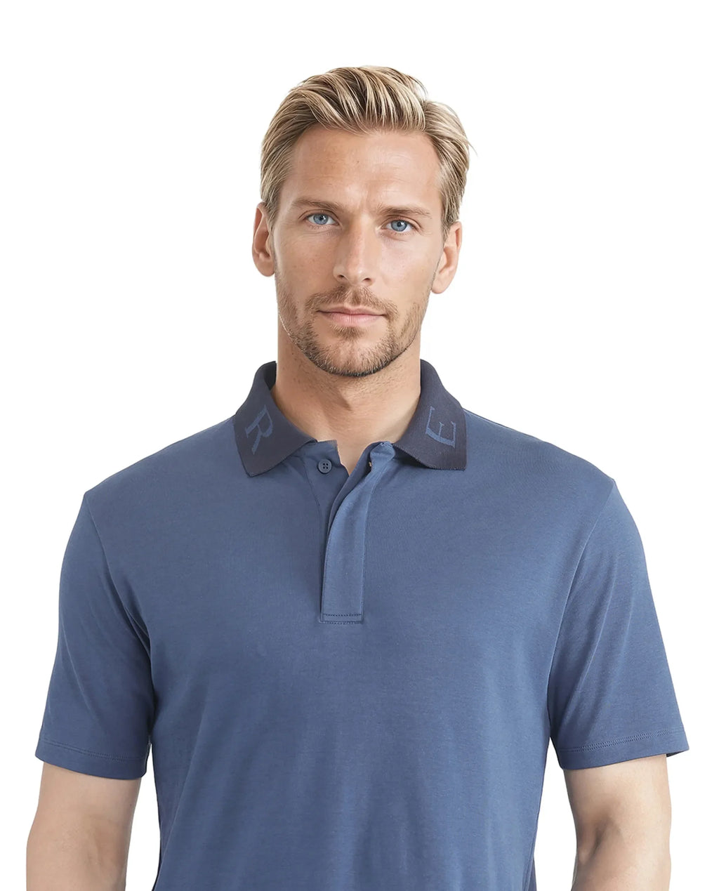 Rare Rabbit Men's Frow Light Blue Cotton Plain Regular Fit Half Sleeve Polo
