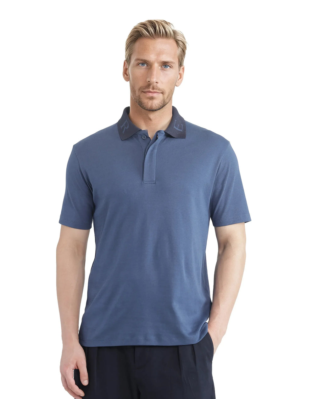 Rare Rabbit Men's Frow Light Blue Cotton Plain Regular Fit Half Sleeve Polo