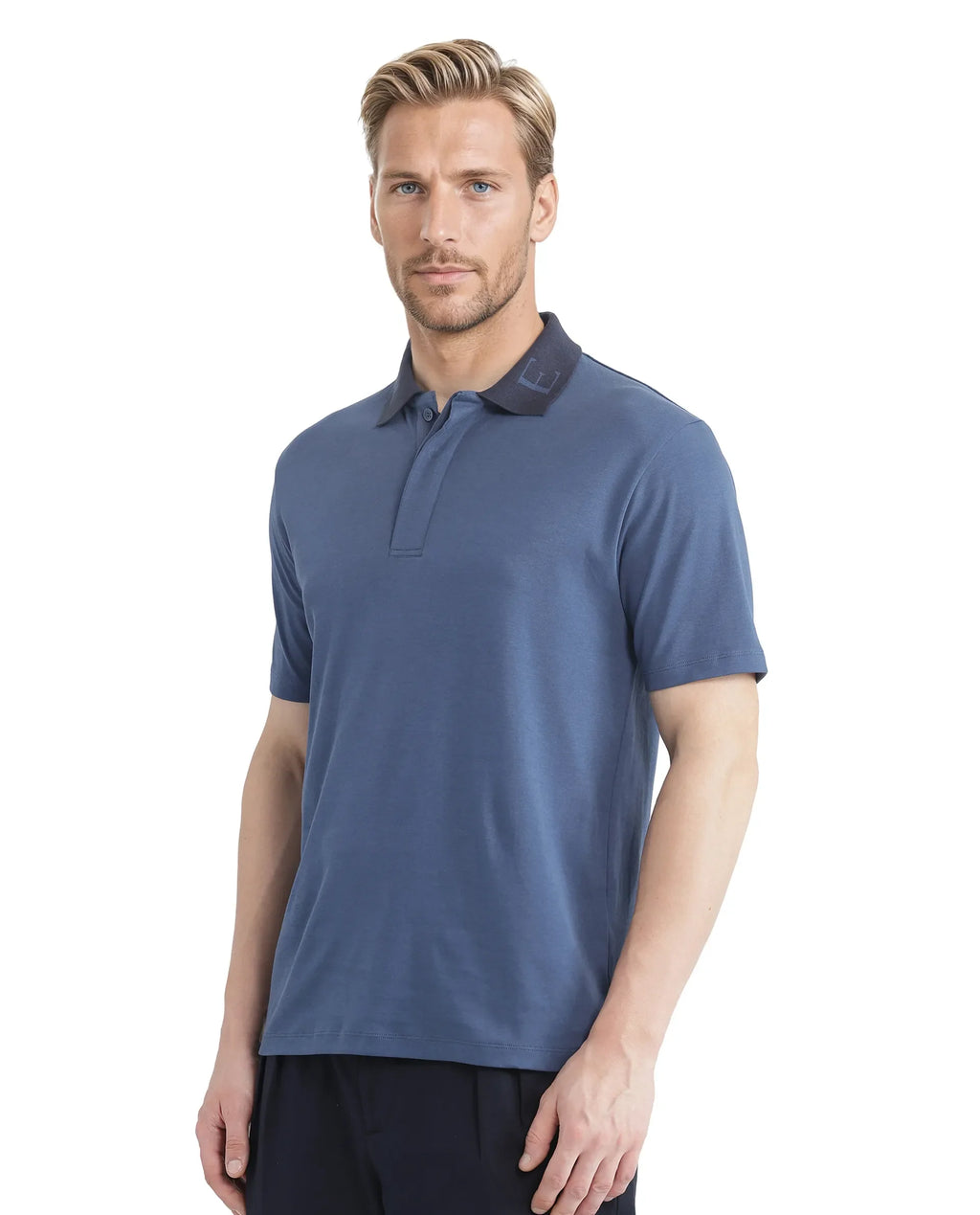 Rare Rabbit Men's Frow Light Blue Cotton Plain Regular Fit Half Sleeve Polo
