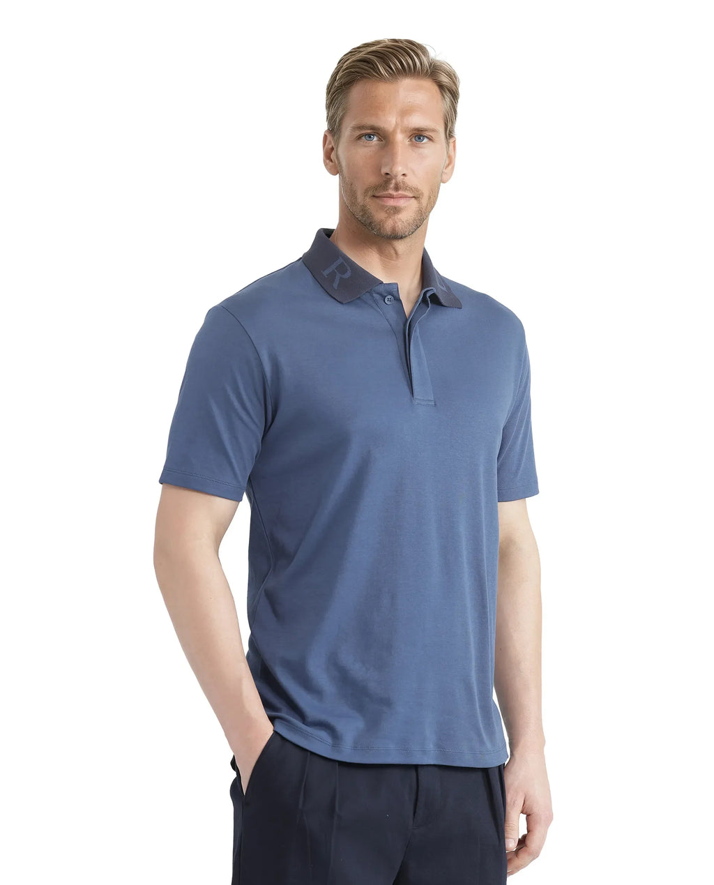 Rare Rabbit Men's Frow Light Blue Cotton Plain Regular Fit Half Sleeve Polo