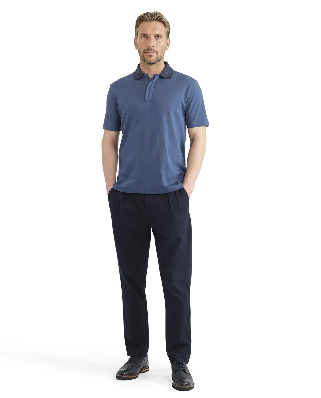 Rare Rabbit Men's Frow Light Blue Cotton Plain Regular Fit Half Sleeve Polo