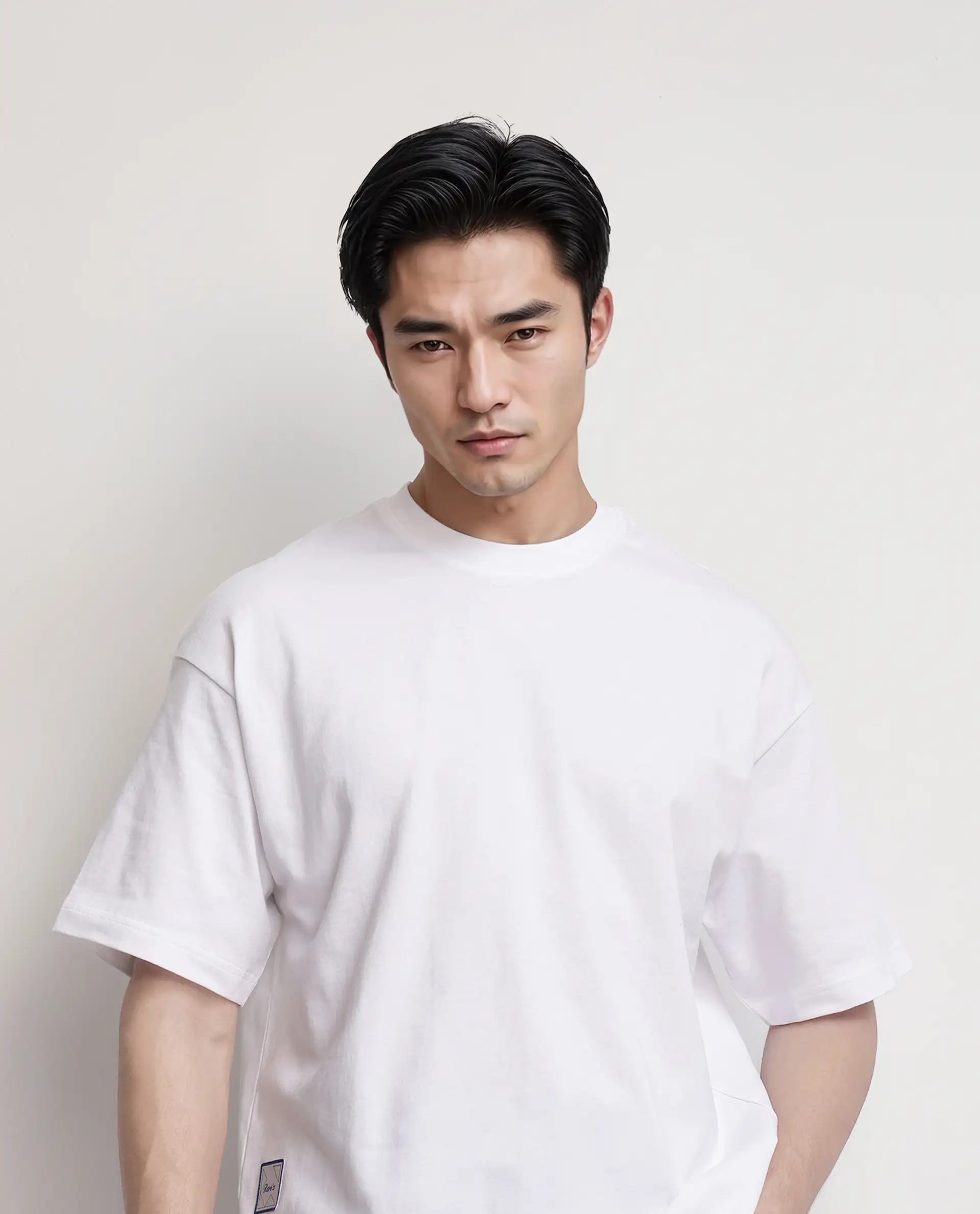 Rare Rabbit Men's Geon White Cotton Graphic Print Oversized Fit Half Sleeve Crew Neck T-Shirt