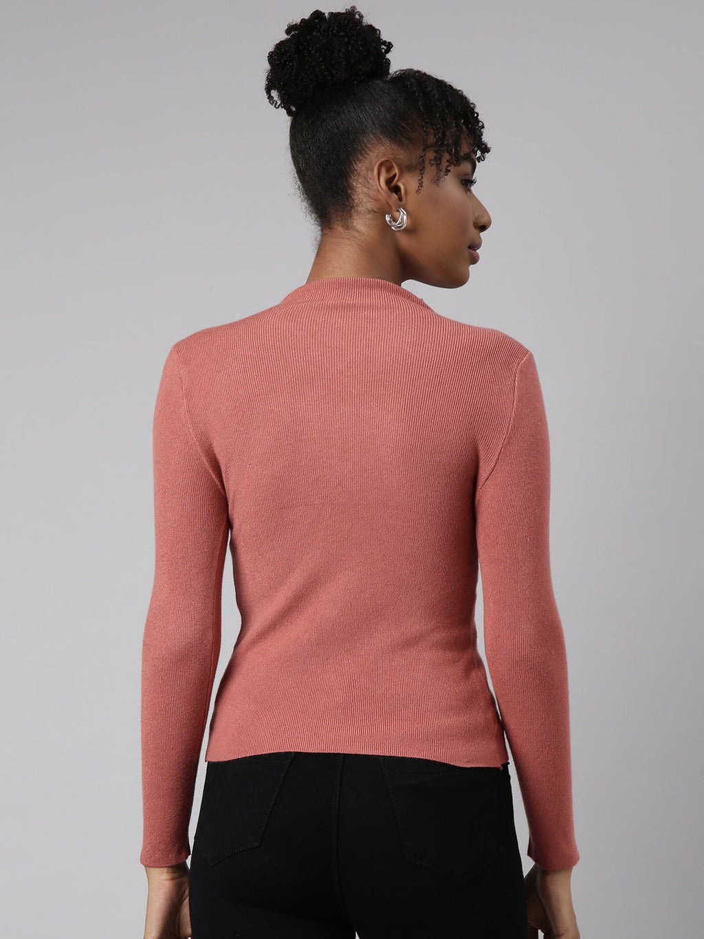 Women's Rust High Neck Fitted Top