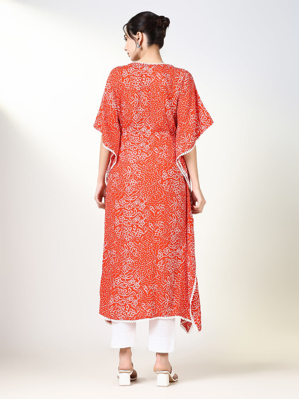 Women's Orange Graphic Kaftan Kurta