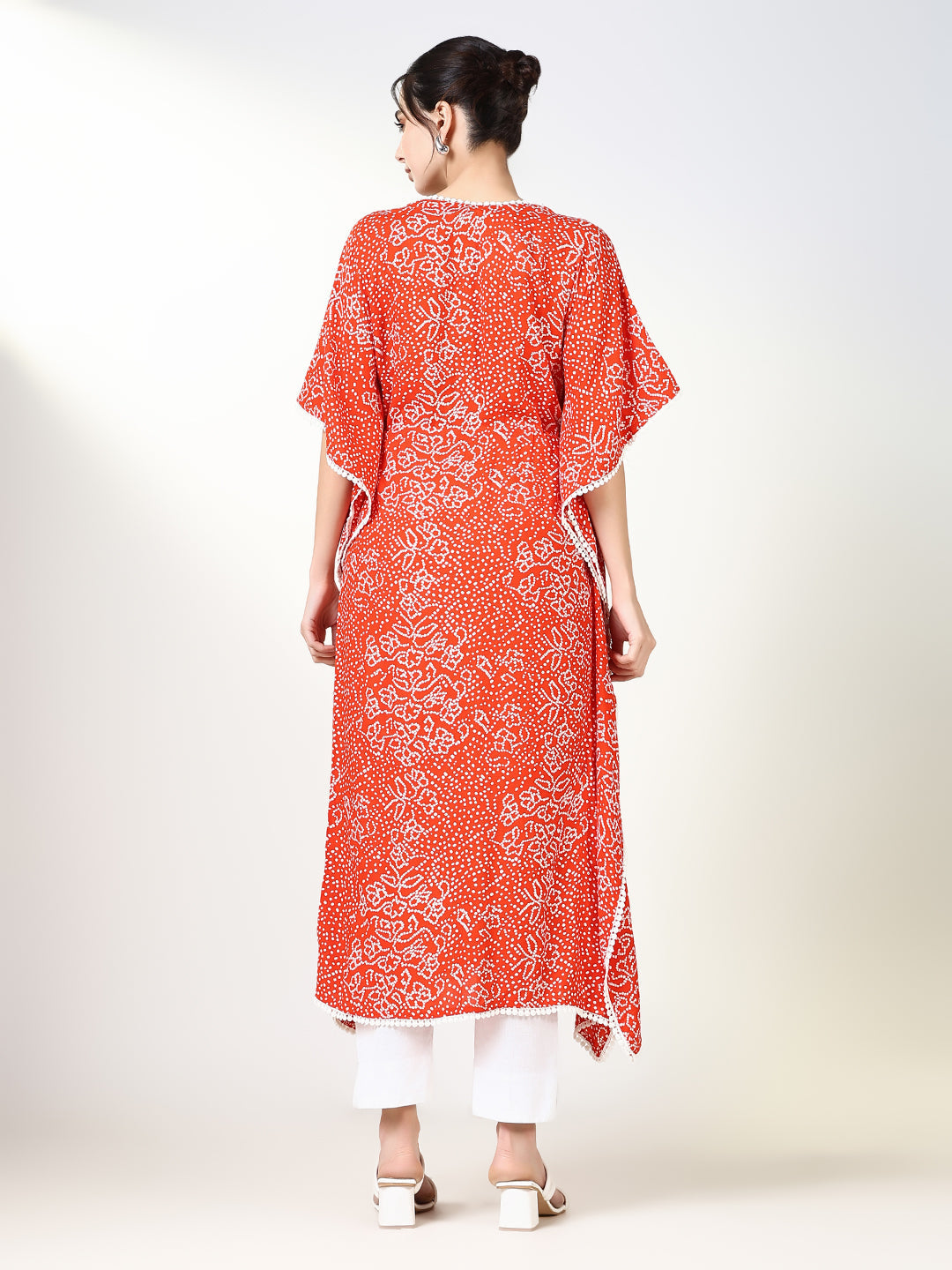 Women's Orange Graphic Kaftan Kurta
