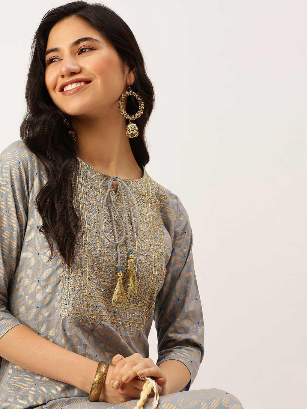 Women's Blue Printed Straight Kurtas