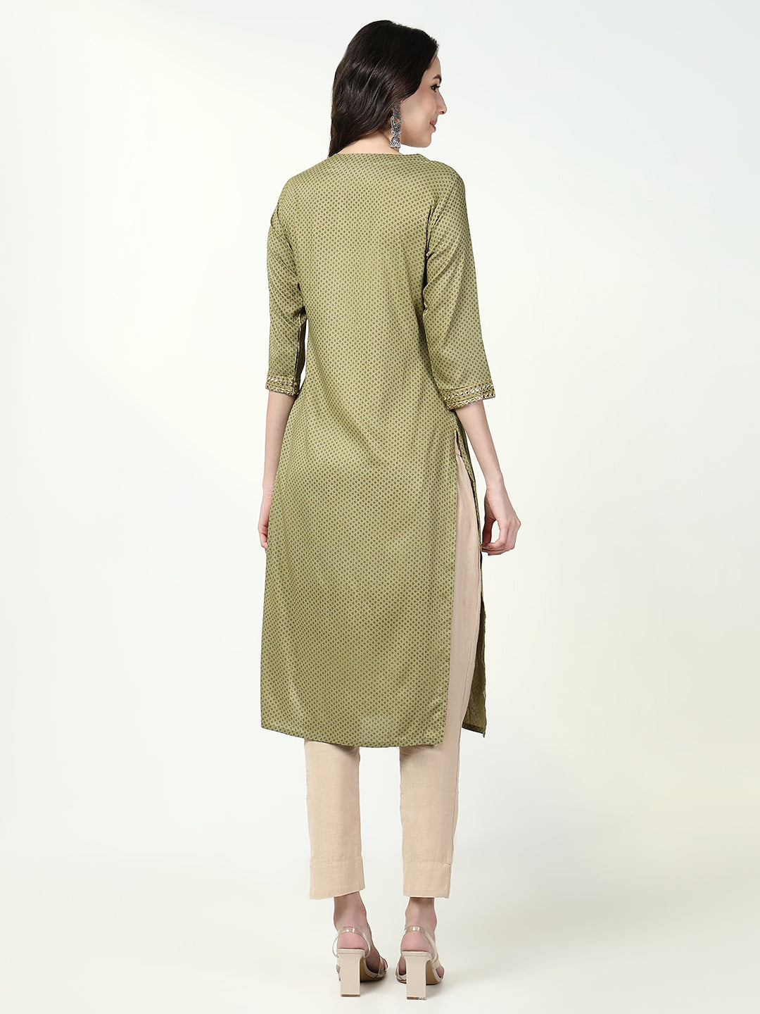 Women's Green Graphic Straight Kurta