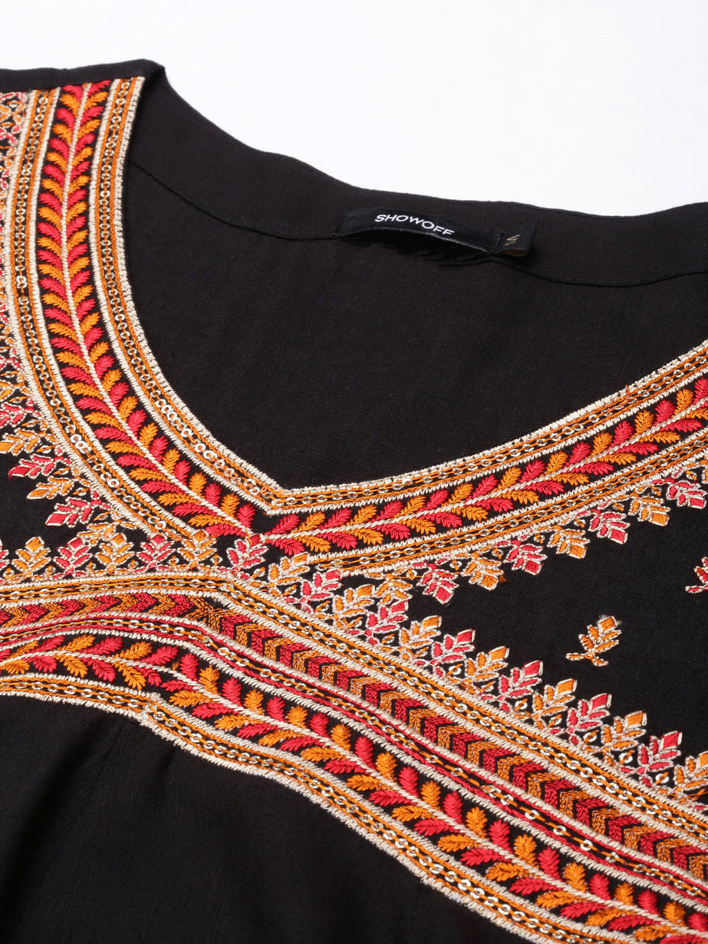 Women's Anarkali Black Embellished Kurta