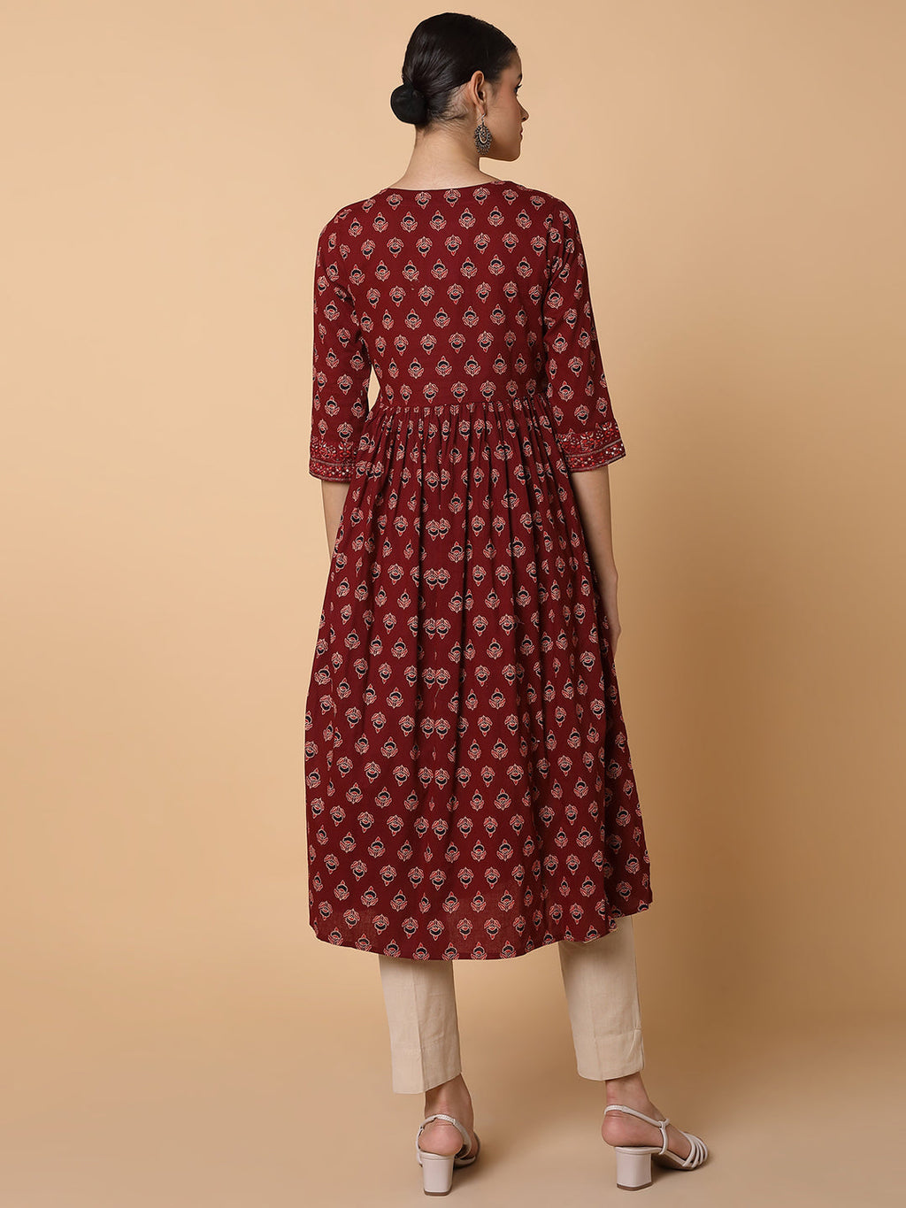 Women's Ethnic Motifs Maroon Anarkali Kurta