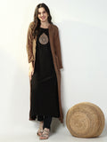 Women's Black Solid A Line Kurta with Coat