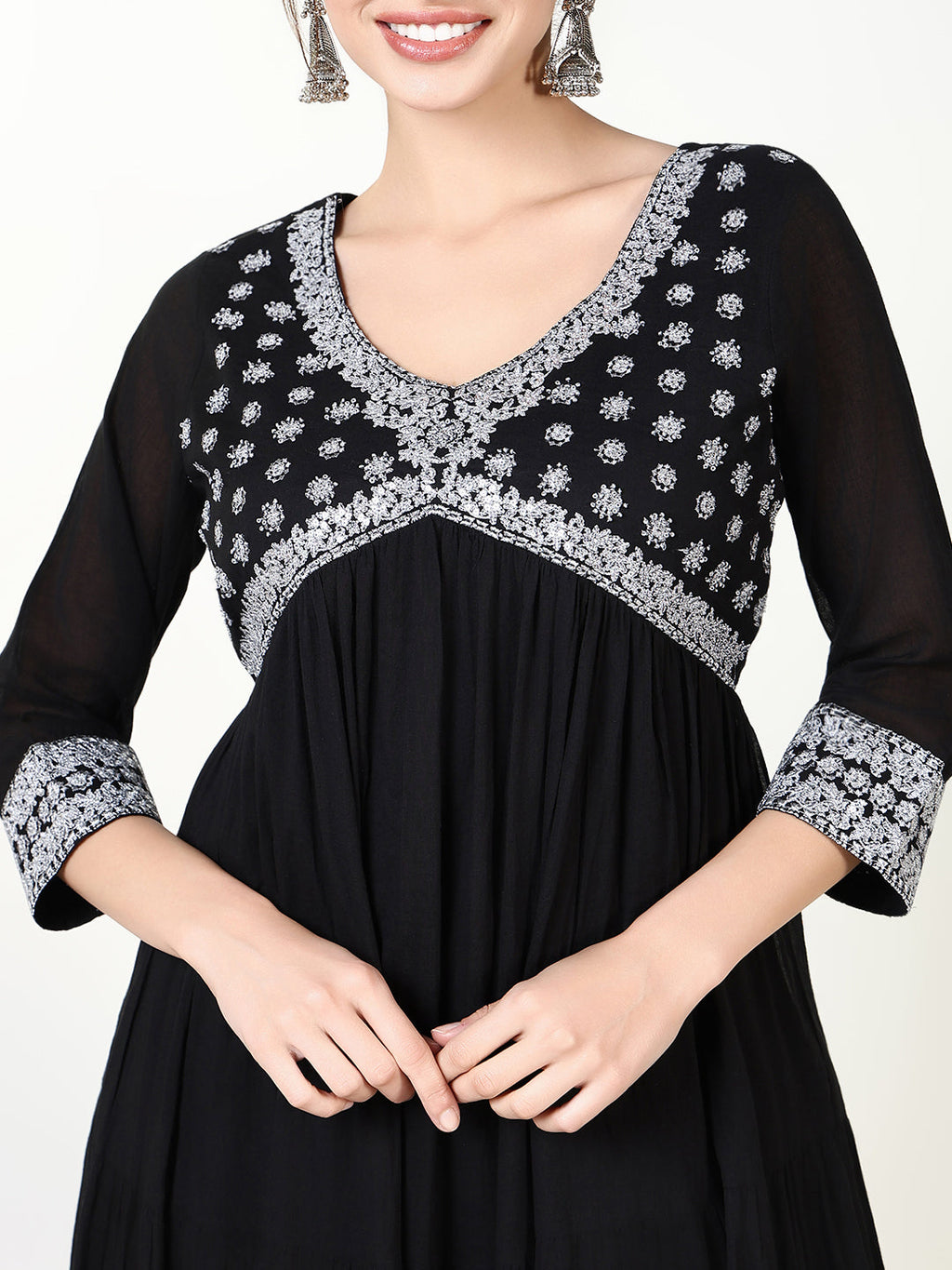 Women's Black Solid Anarkali Kurta
