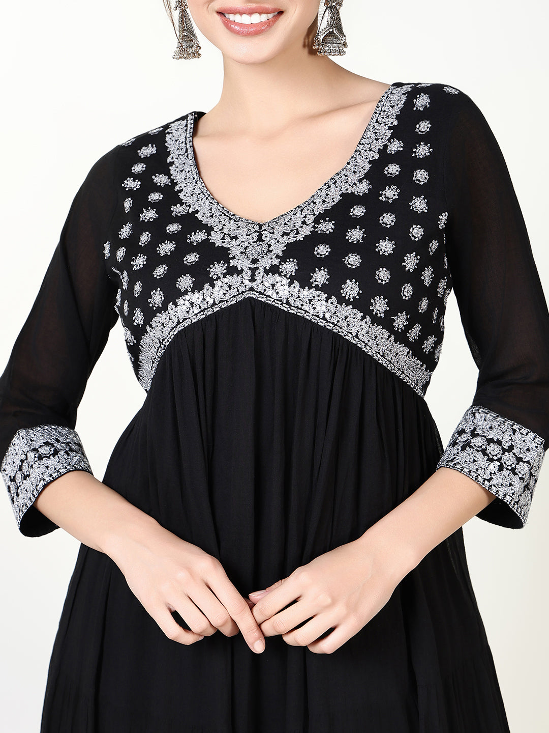 Women's Black Solid Anarkali Kurta