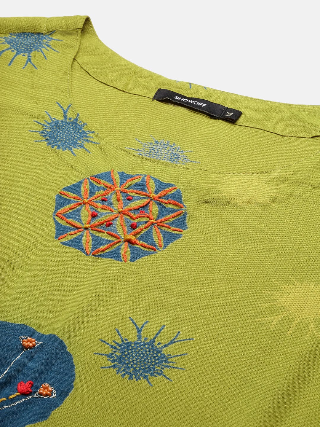 Women's Abstract Green Straight Kurta