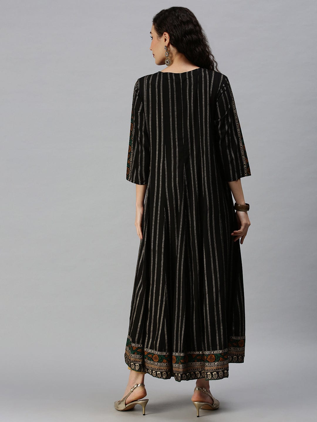 Women's Yoke Design Black Anarkali Kurta