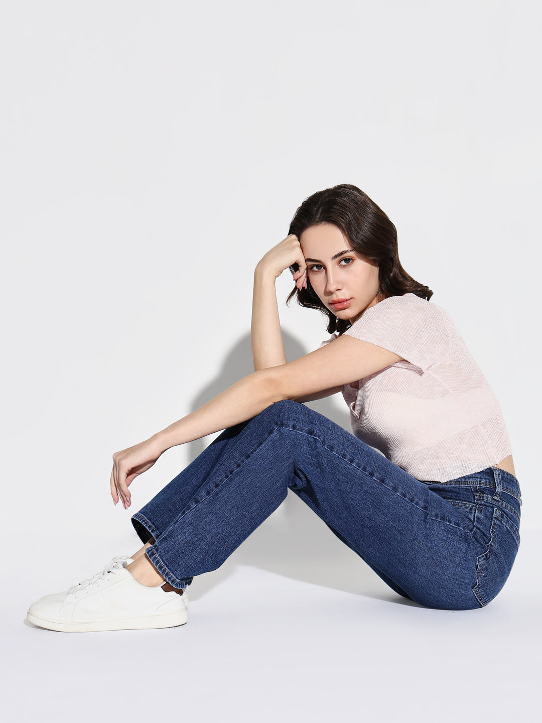 Women's Blue Denim Comfort Wide Leg Light Fade Acid Wash Stretchable Jeans