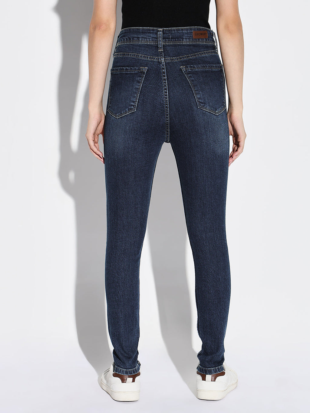 Women's Navy Blue Comfort Slim Fit Light Fade Acid Wash Stretchable Jeans
