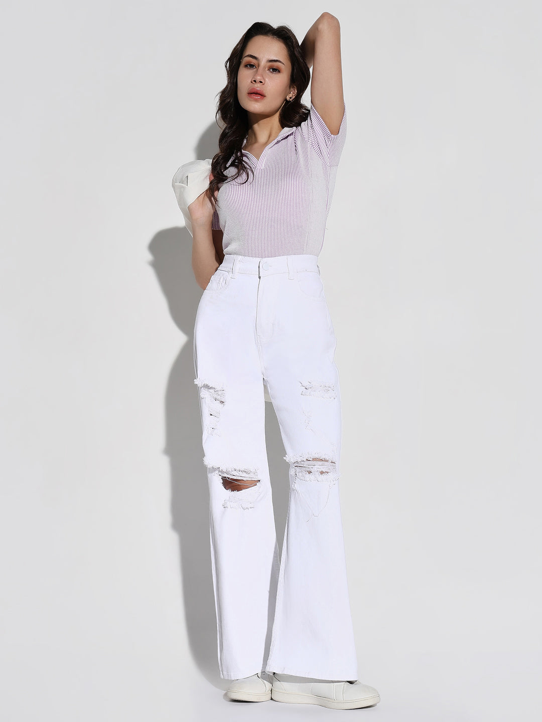 Women's White Wide Leg Jeans