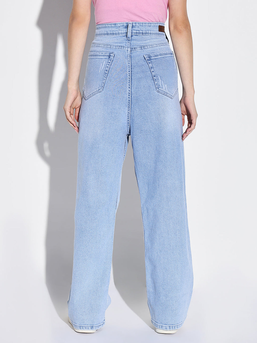 Women's Blue Comfort Wide Leg Light Fade Stretchable Jeans