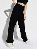 Women's Black Comfort Wide Leg Stretchable Jeans