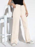 Women's Cream Wide Leg Denim Jeans