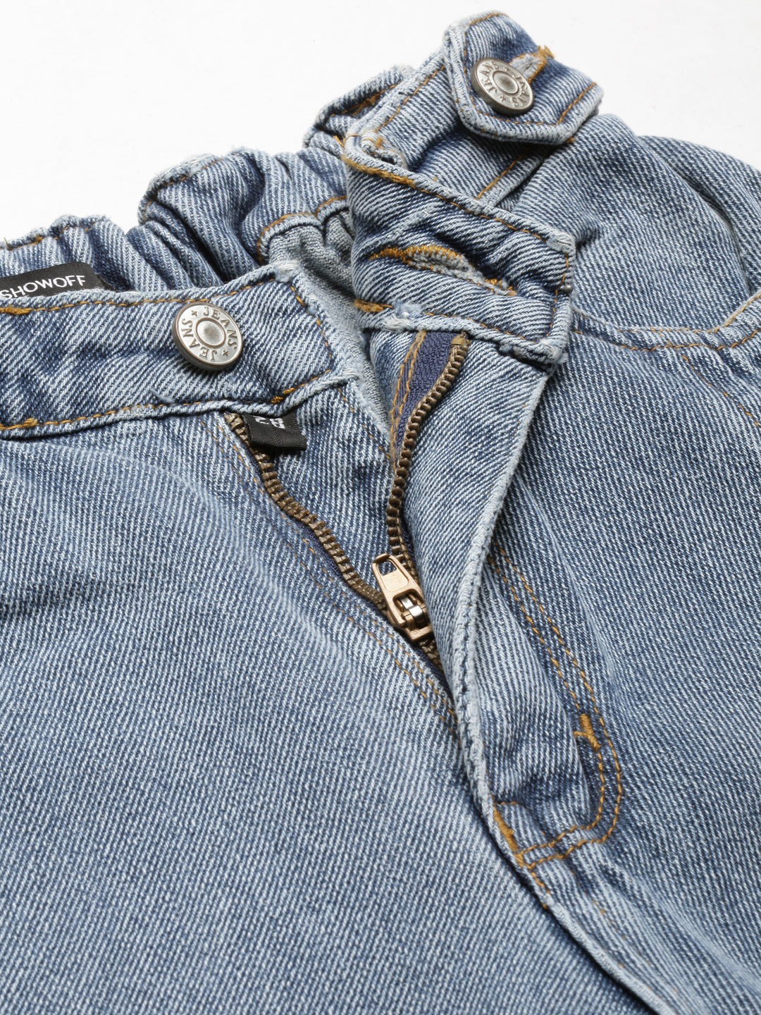 Women's Blue Mid Rise Jean Clean Look Heavy Fade Denim Jeans