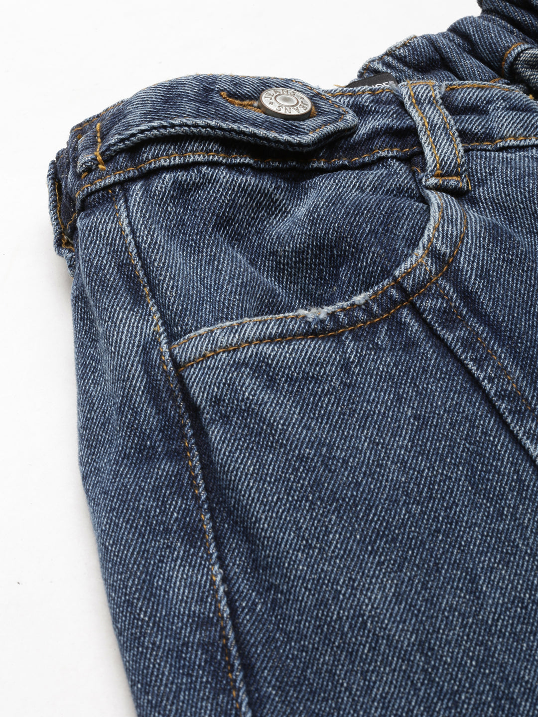 Women's Blue Acid Wash High-Raise Denim Cropped Jeans