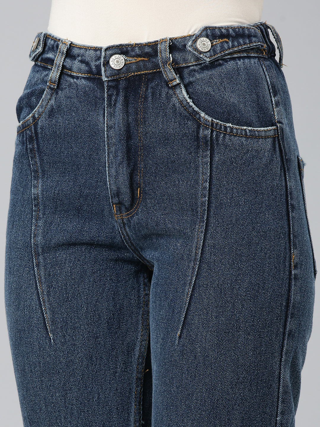 Women's Blue Acid Wash High-Raise Denim Cropped Jeans